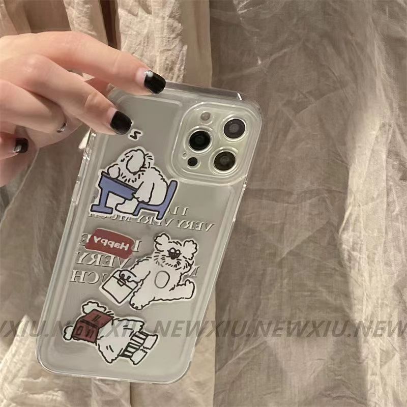 ✅Ốp Điện Thoại Trong Suốt In Hình Cún Hoạt Hình Dễ Thương Cho iPhone13promax 12 11 XS 14In ZI8O 13Promax