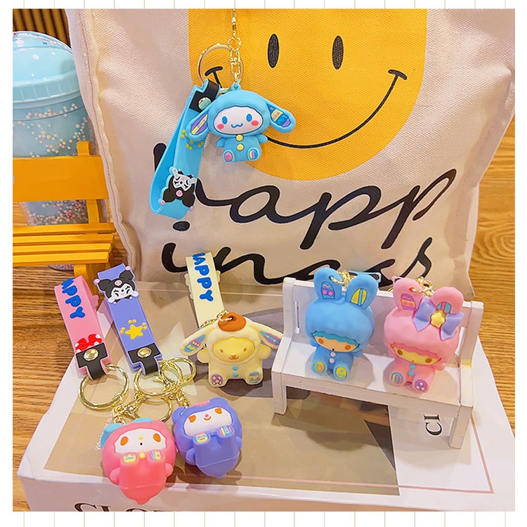 Móc Khóa Hình Búp Bê Sanrio Kuromi Melody Cinnamonroll Dễ Thương Cho Bé Gái