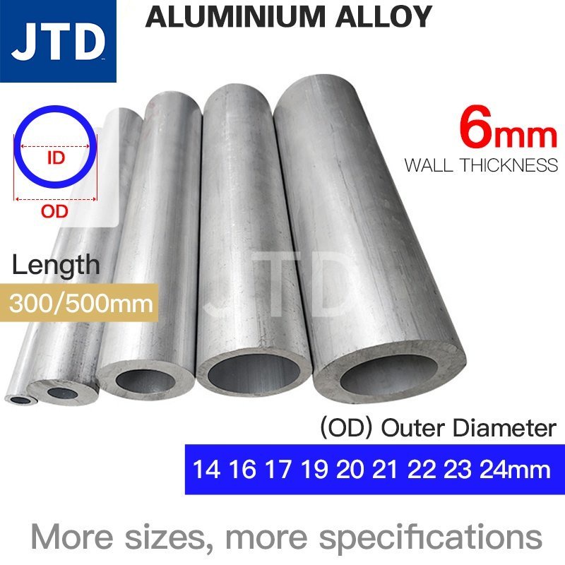 Ống Nhôm Rỗng Tròn Dày 6mm 14-24mm 300mm 500mm 14 16 17 19 20 21 22 23 24mm Chuyên Dụng