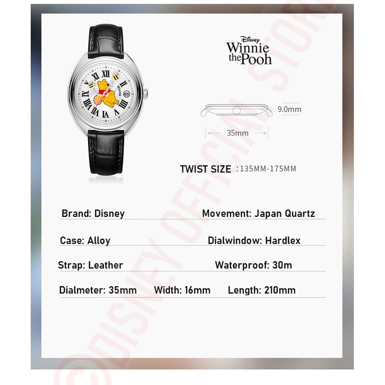 Đồng Hồ Đeo Tay Phát Quang Chống Nước Họa Tiết Hoạt Hình Disney Dành Cho Nam Nữ