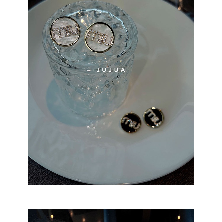 Bông Tai Mặt Tròn / Vuông Đính Kim Cương Lấp Lánh Phong Cách Thời Trang Đơn Giản