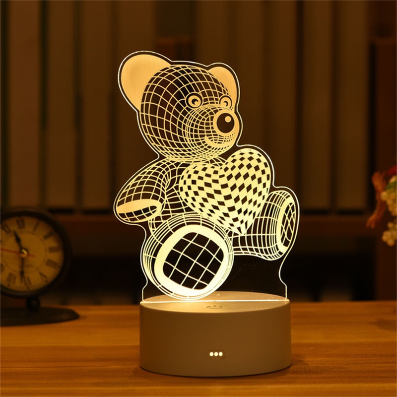 Đèn Ngủ LED 3D Hình Trái Tim Bằng Acrylic Kiểu Mới Lãng Mạn Trang Trí Tiệc Cưới