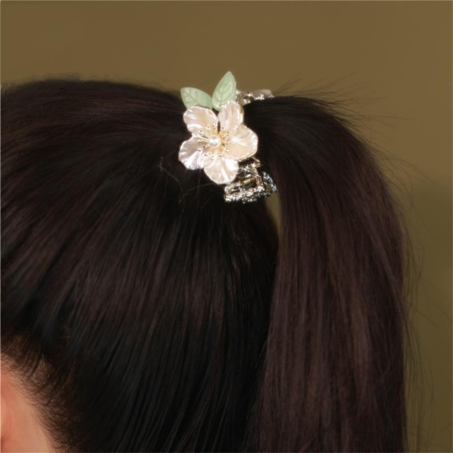Kẹp Tóc Hoa Kim Loại Đính Ngọc Trai Cho Nữ
