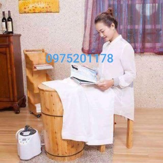 Thùng xông chân gỗ Thông ⚡ LOẠI XỊN ⚡ Thùng gỗ xông chân chất liệu gỗ Thông cao cấp - tặng kèm ghế lăn và gói thảo dược