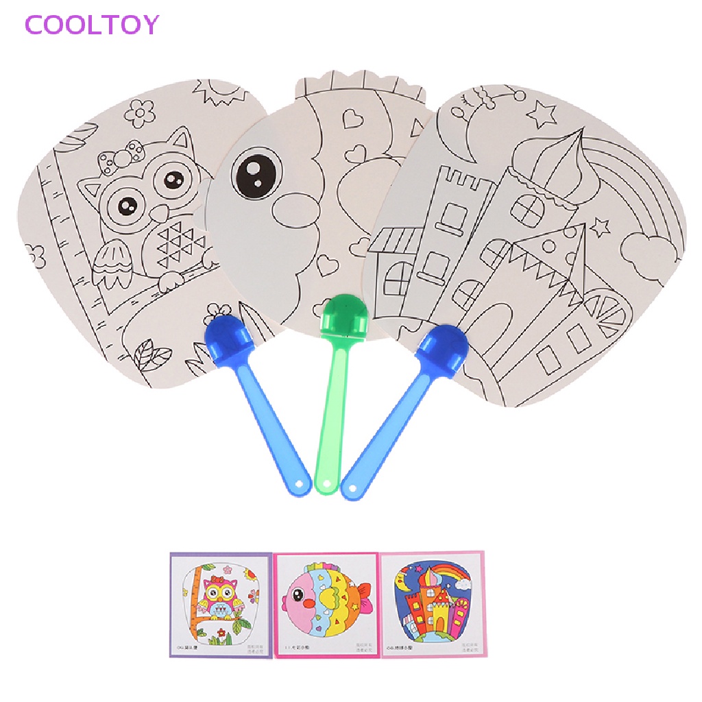 Cooltoy 1 Quạt Cầm Tay Hoạt Hình Tô Màu Thủ Công DIY Đồ Chơi Cho Trẻ Mẫu Giáo HOT