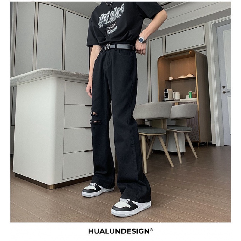 Quần Jean Rách Gối Dáng Rộng Thời Trang Mùa Hè Phong Cách Hàn Quốc Cho Nam