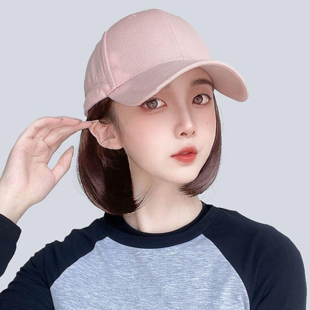 Tóc Giả Nối Dài Kiểu Nón Lưỡi Trai Màu Hồng Tự Nhiên Chất Lượng Cao Cho Nữ