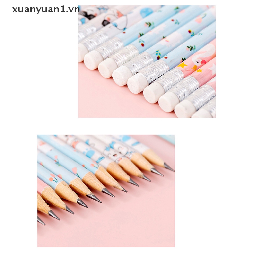 Set 10 Bút Chì HB Họa Tiết Hoạt Hình Dễ Thương Dành Cho Học Sinh