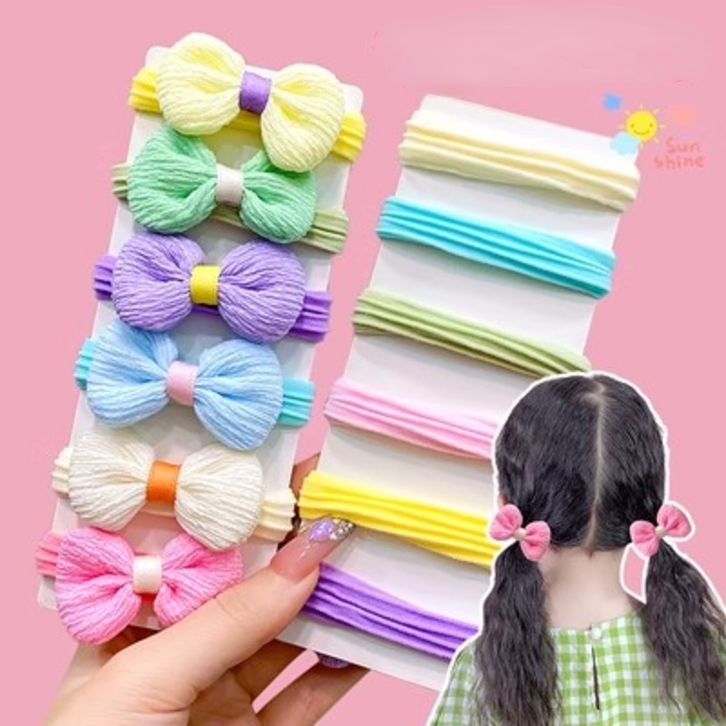 2-10 Dây Buộc Tóc Cao Su Co Giãn Nhiều Màu Sắc Cho Bé