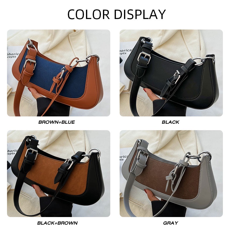 MISCHA Túi Đeo Vai MISCHA Chất Liệu PU Phong Cách retro Âu Mỹ Dễ Phối Đồ Thời Trang