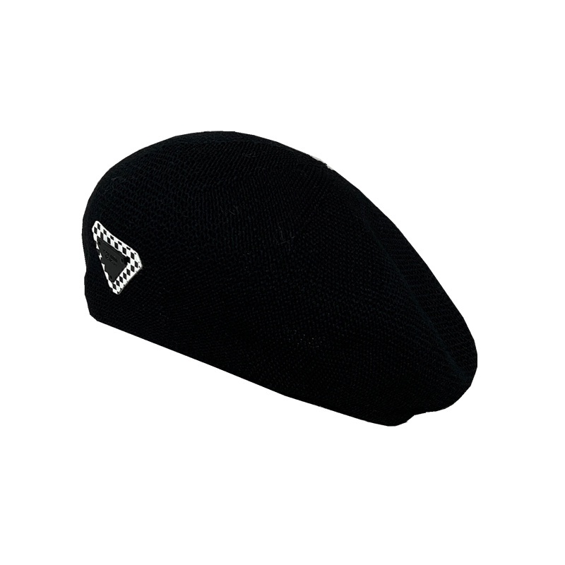 Mũ nồi beret tag tam giác kẻ caro mỏng thời trang xuân hè dành cho nữ