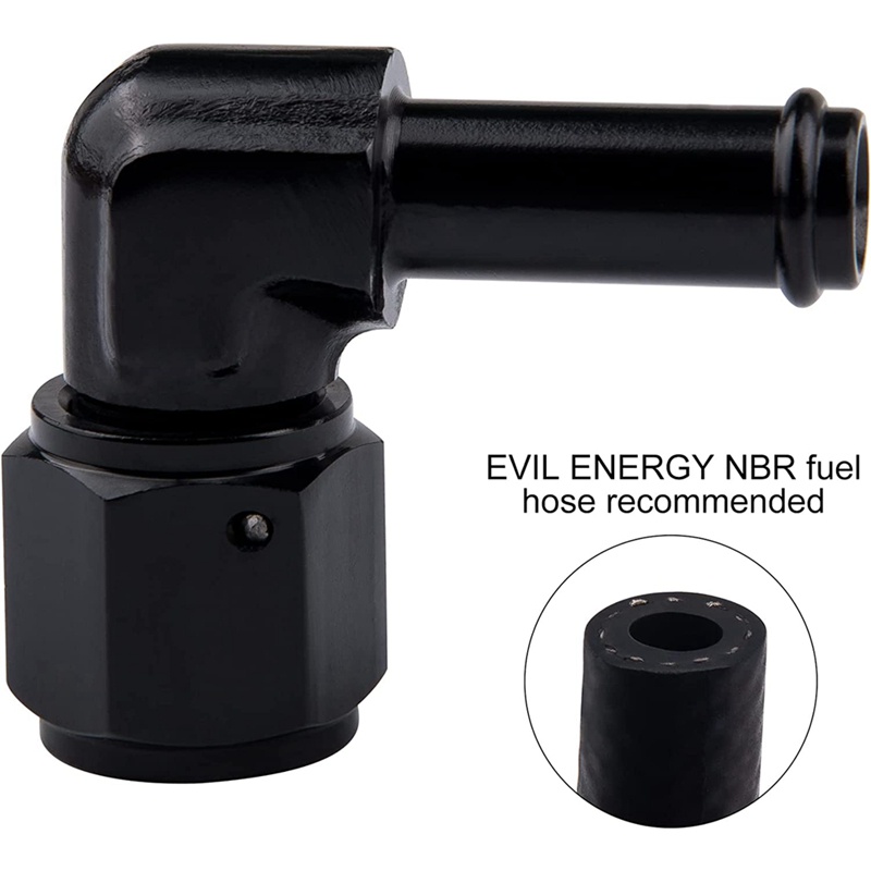 Đầu Nối Dây Dẫn Nhiên Liệu 6AN Female toBarb 90 Độ Bằng Nhôm Màu Đen