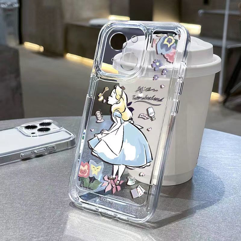 ✅Ốp Điện Thoại Mềm Màu Trong Suốt Hình Alice Cho iPhone11 14 13pro 12 x xr xsmax 7 8Plus 4Qo