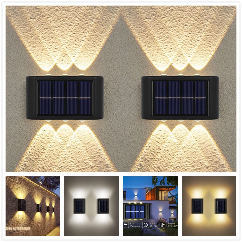 16 Đèn LED năng lượng mặt trời ngoài trời chống thấm nước ánh sáng trên và dưới đèn tường tự động chuyển đổi đèn tường sân vườn tường nhà để xe lan can ánh sáng
