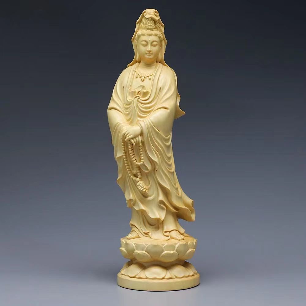 Mô Hình Tượng Phật Bằng Gỗ Rosary Guanyin Bodhisattva Guanyin Dùng Trang Trí Văn Phòng / Xe Hơi