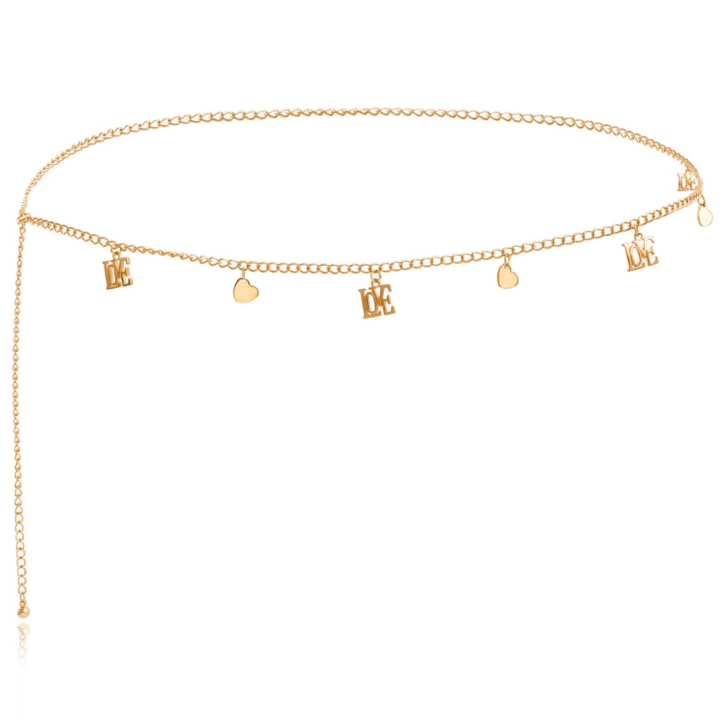 Ins Style Summer Beach Bikini Waist Chain Pentagram Love Pendant Sexy Girl Body Chain Female