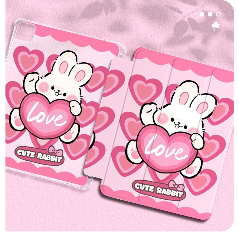 Ốp Máy Tính Bảng TPU Hình Thỏ Cho iPad 7th / 8th / 9th gen 10.2 10.5 Air3 / iPad 9.7gen5 / 6 iPad Pro11 2020 / 2021 air4 / 510.9 mini 4 5 mini6 Giá Đỡ