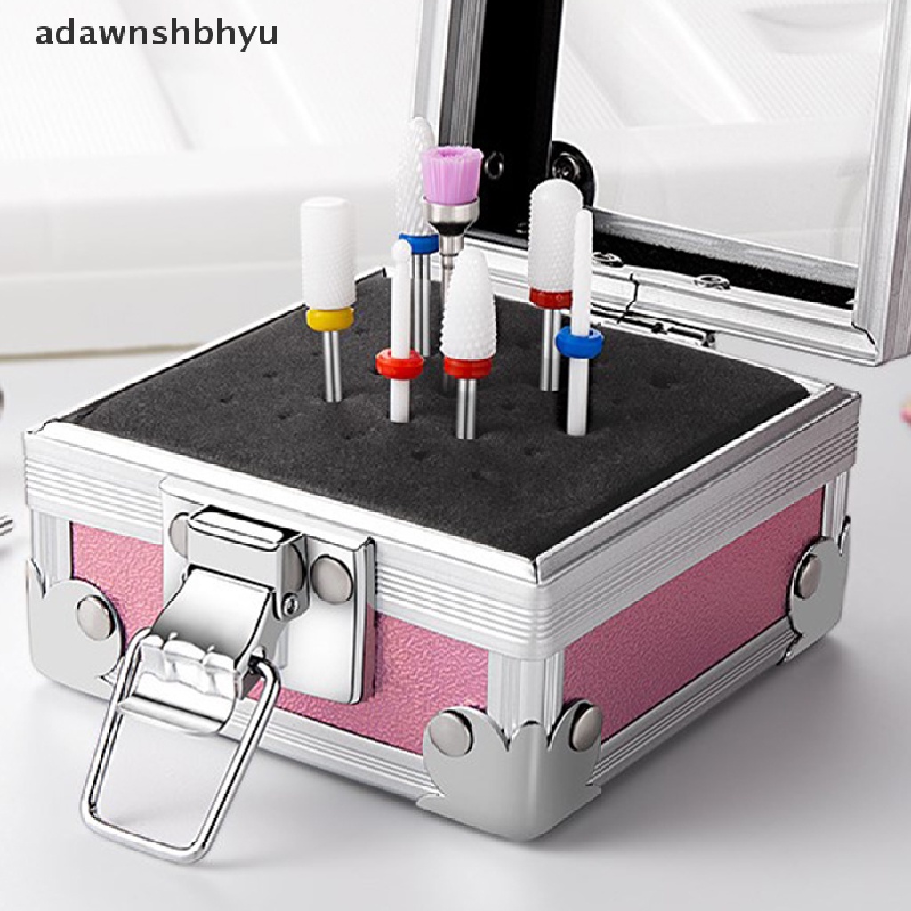 Hộp Kim Loại 25 Lỗ Đựng Đầu Mài Móng Tay Tiện Dụng