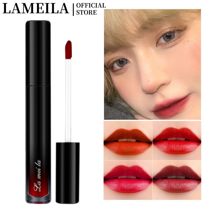 Son Bóng Lameila Velvet Lip Glaze Không Thấm Nước Sương Mù Son Môi Dạng Cốc Không Dính ↑ Tophope