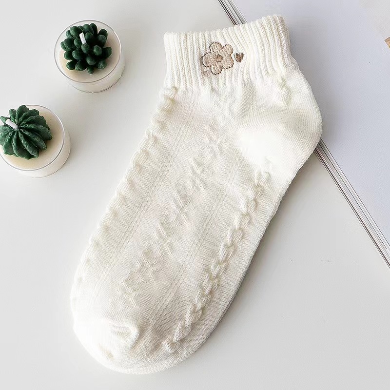 Tất cotton Cổ Thấp In Hình Gấu Dễ Thương Cho Nữ