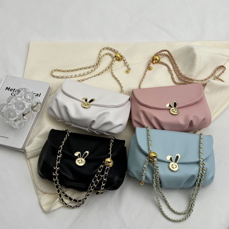 Túi Đeo Vai Màu Kẹo Phối Dây Xích Đơn Giản Thời Trang Cho Nữ