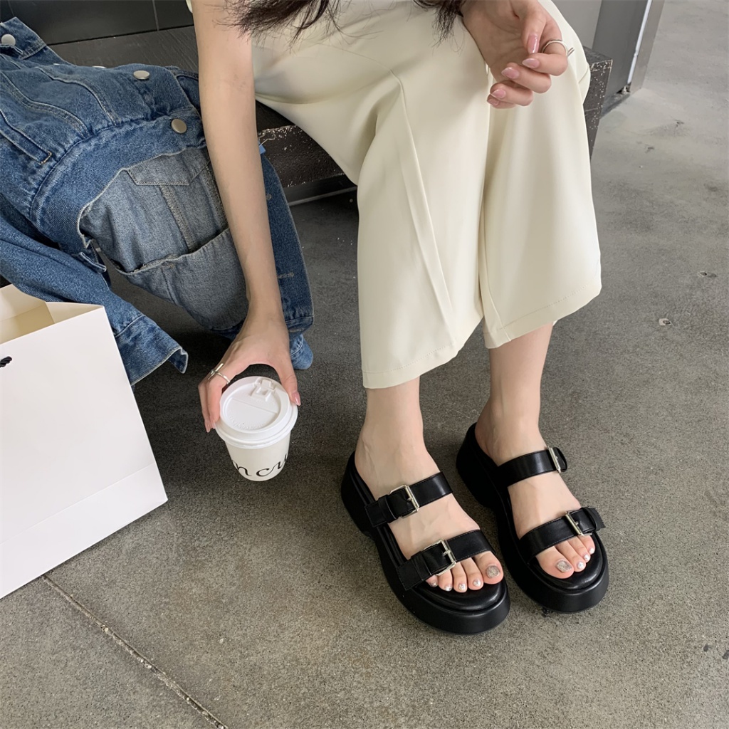 Dép Sandal Đế Xuồng Dày Dặn Quai Denim Thời Trang Mùa Hè 2023 Dành Cho Nữ