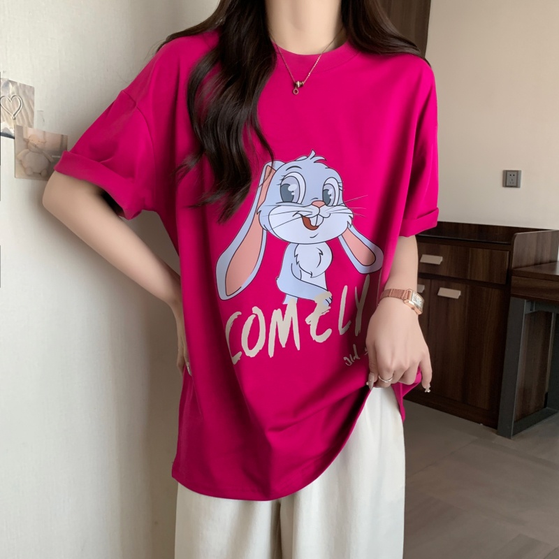 Áo Thun NgắN Tay Cổ TròN In HìNh Thỏ ThờI Trang MùA Hè MớI