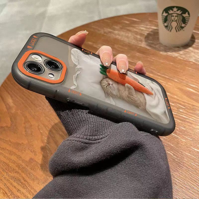 ✅Ốp Điện Thoại Trong Suốt In Hình Củ Cà Rốt Mèo Cho iPhone 14 / 13pro 12promax 7Plus 12 / 13pro
