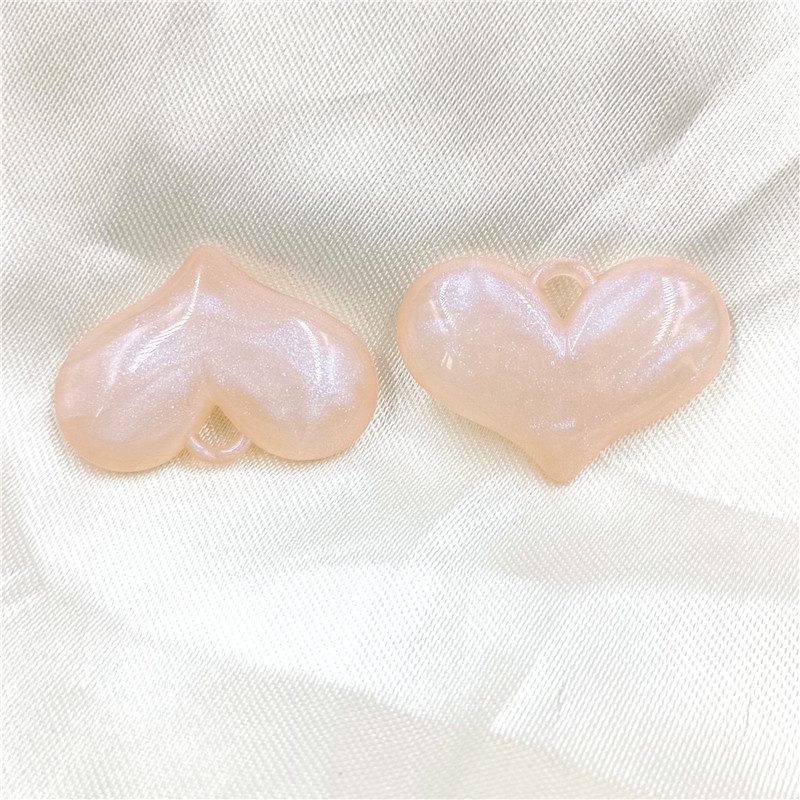 Bộ 5 Hạt Acrylic Hình Trái Tim Có Lỗ Treo Trang Sức Thời Trang DIY