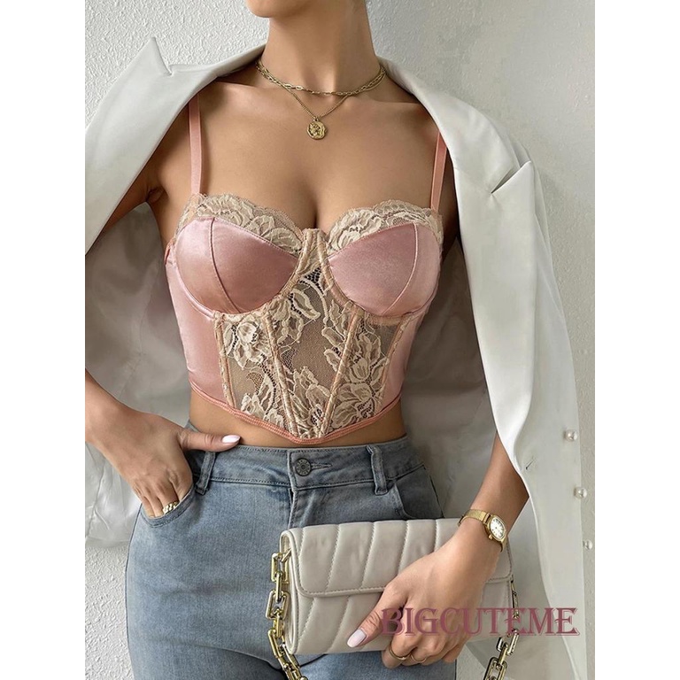 Áo Không Tay Xuyên Thấu Phối Ren Hoa Thời Trang Đường Phố Dành Cho Nữ