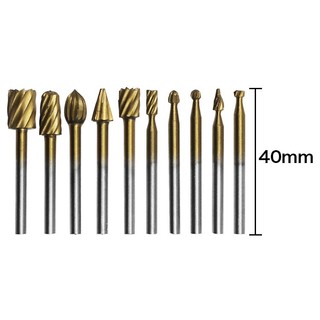 Bộ 10 đầu mũi phay mài khắc làm lũa gỗ đa năng - Mủi doa mài lũa mini cán 3mm- KMS