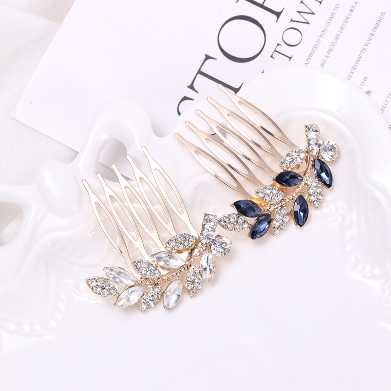 Lược Cài Tóc Trang Trí Hình Hoa Lá Đính Đá Zircon Lấp Lánh Cho Nữ