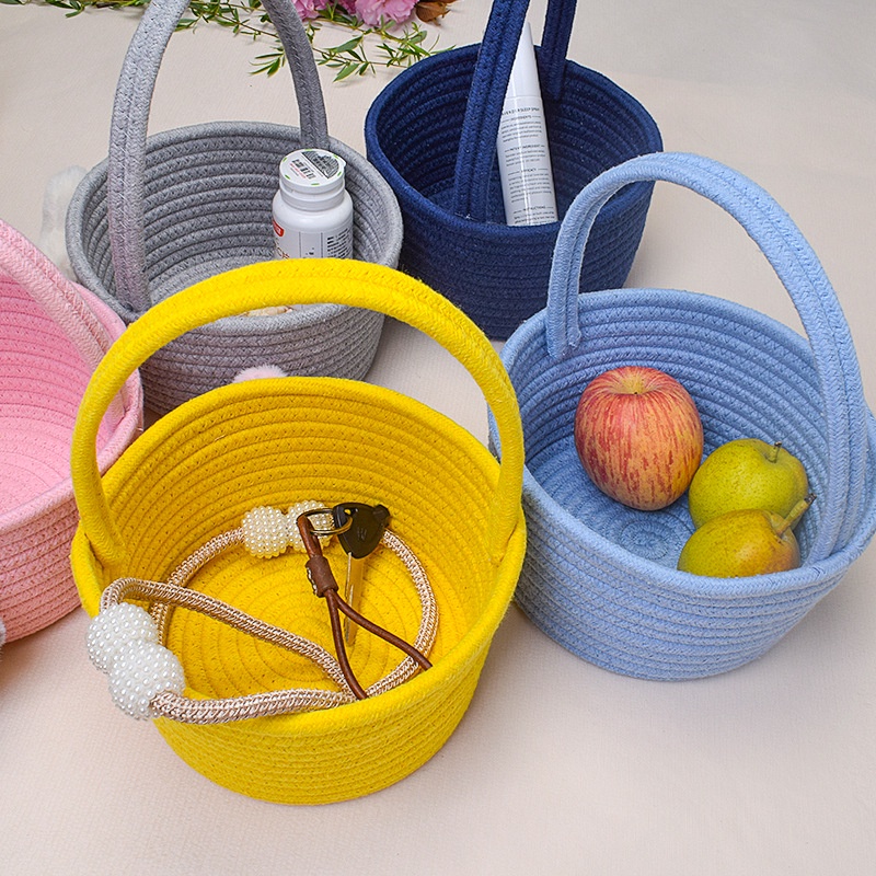 Bololo Giỏ Đựng Đồ Bằng Dây cotton Bện Hình Thỏ Mặt Trăng Một Tuổi