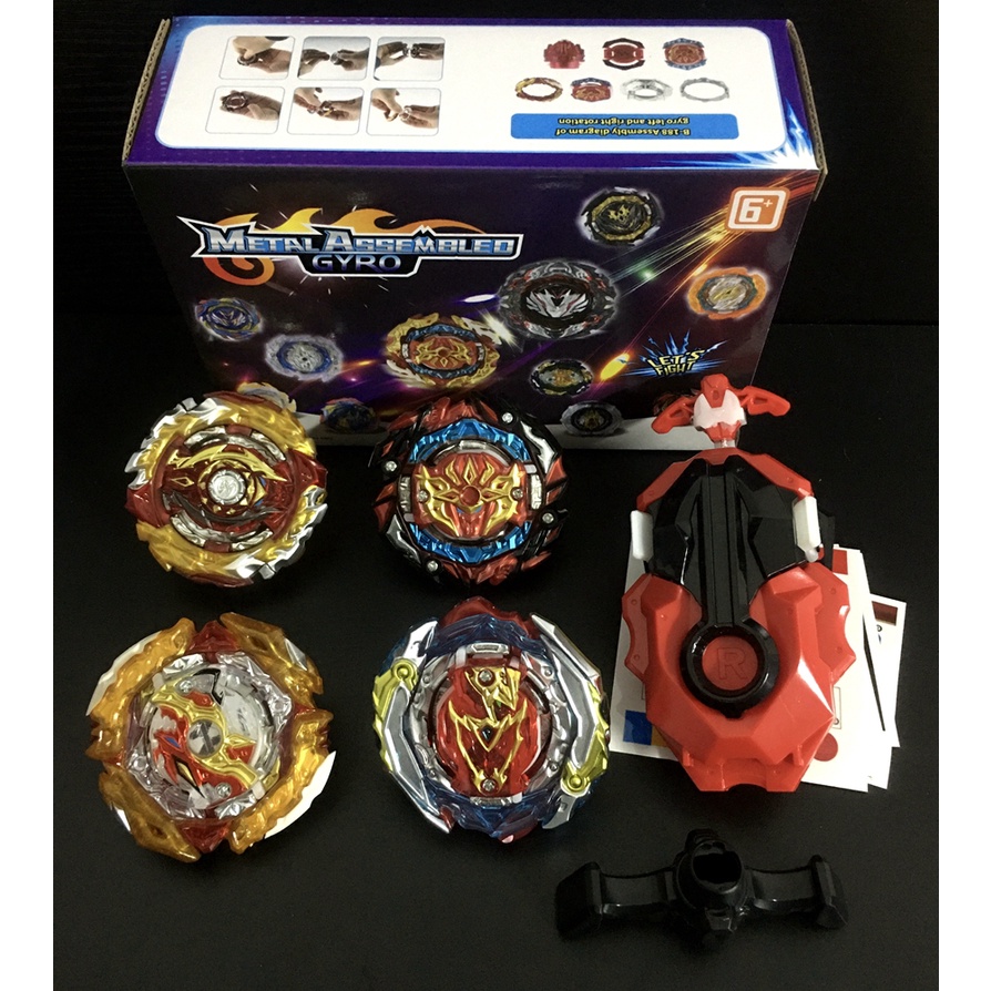 4PCS Beyblade Burst Set with Custom B-184 Launcher Gift Toys for Children