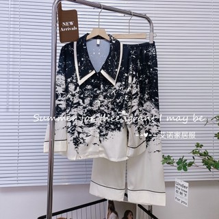 Bộ Pizama loang tay dài quần dài lụa quảng châu mềm mịn cao cấp
