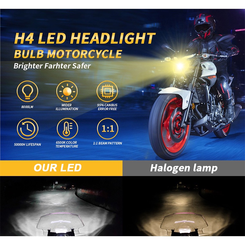 Đèn pha BLALION BA20D H4 8000lm ánh sáng trắng/ vàng hai màu chống thấm nước cho xe mô tô