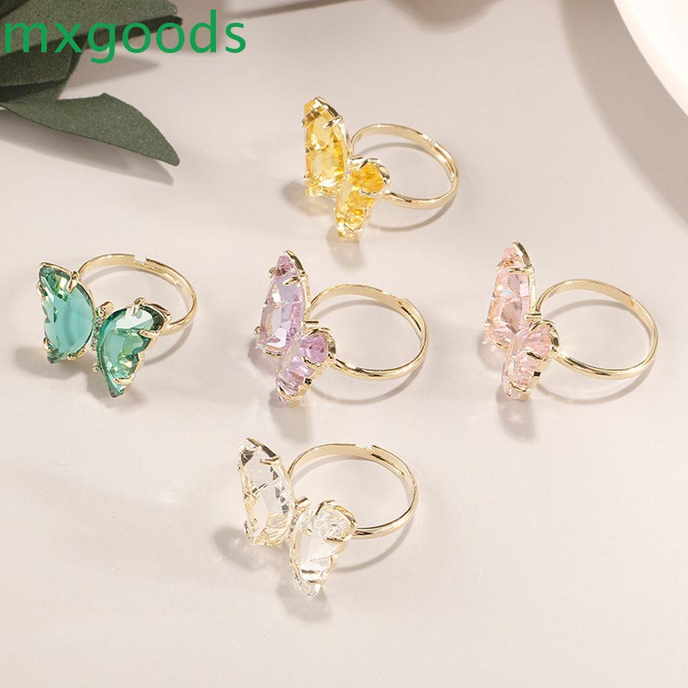 Nhẫn hở hình bướm bằng acrylic trong suốt nhiều màu sắc lấp lánh thời trang cho nữ
