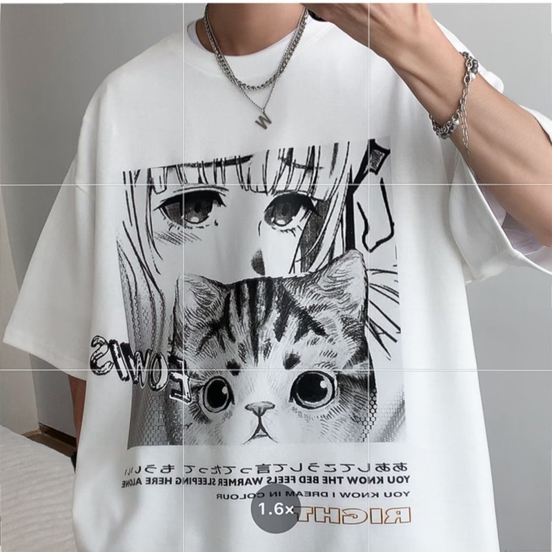 Áo Sơ Mi Tay Ngắn Dáng Rộng In Họa Tiết Hoạt Hình Phong Cách Nhật Bản Thời Trang Mùa Hè Cho Nam Size M-5XL Áo Thun Đen Oversize Phong Cách Đường Phố Hàn Quốc Cho Nam Nữ