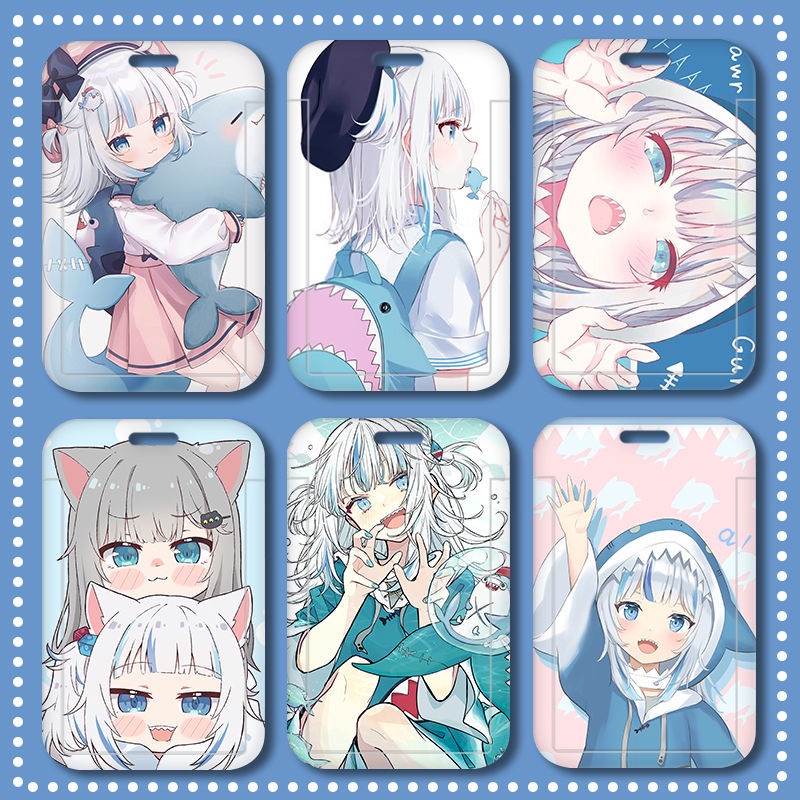 Ví Đựng Thẻ Họa Tiết Hoạt Hình Gawr Gura Dễ Thương Cho Học Sinh Giá Đỡ