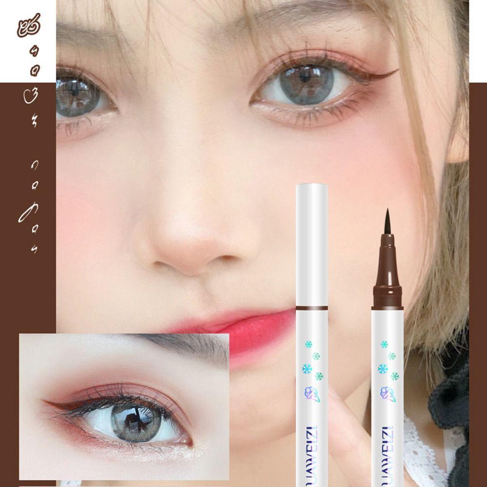 Bút Kẻ Mắt Dạng Lỏng Màu Trắng / Đen / Tím / Nâu Siêu Mịn Chống Thấm Nước Trang Điểm Tự Nhiên