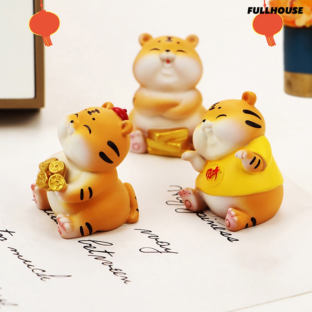 ☀Mô Hình Hổ Hoạt Hình Mini Bằng Nhựa Resin Để Bàn Trang Trí