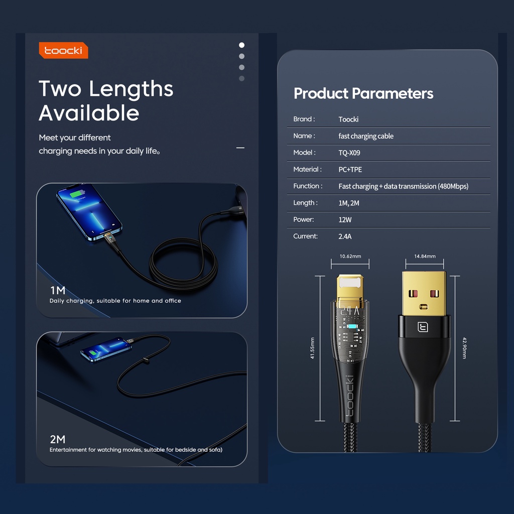 Dây Cáp Sạc Nhanh 12W 2.4A USB-10S Cho 11 12 13por