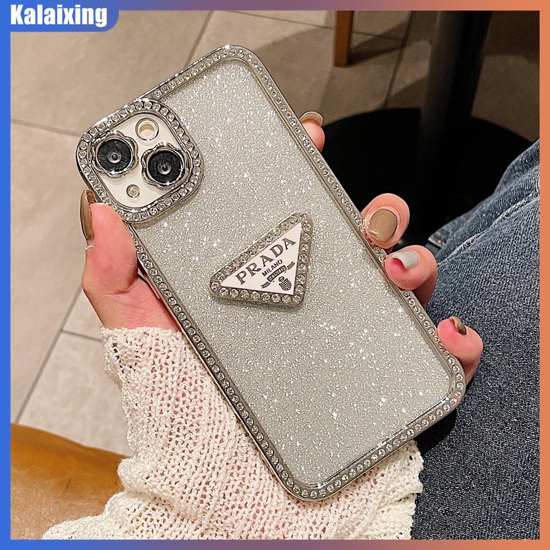 Ốp Điện Thoại Mềm Họa Tiết Prada Đính Đá Cho iPhone 14 Pro Max 13 Pro 12 Pro Max 11 Pro Max