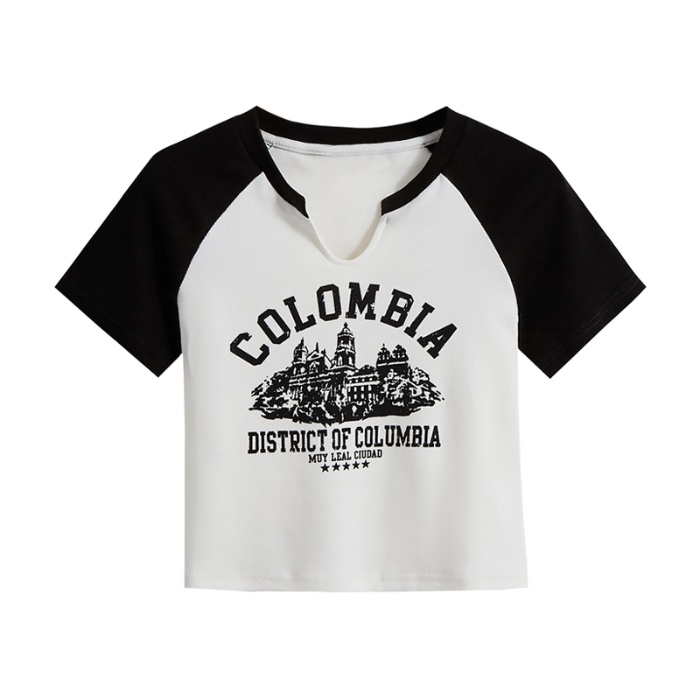 NRVP Áo Thun Tay Ngắn Dáng Ôm In Họa Tiết Độc Đáo Thời Trang Đường Phố Hàn Quốc Cho Nữ