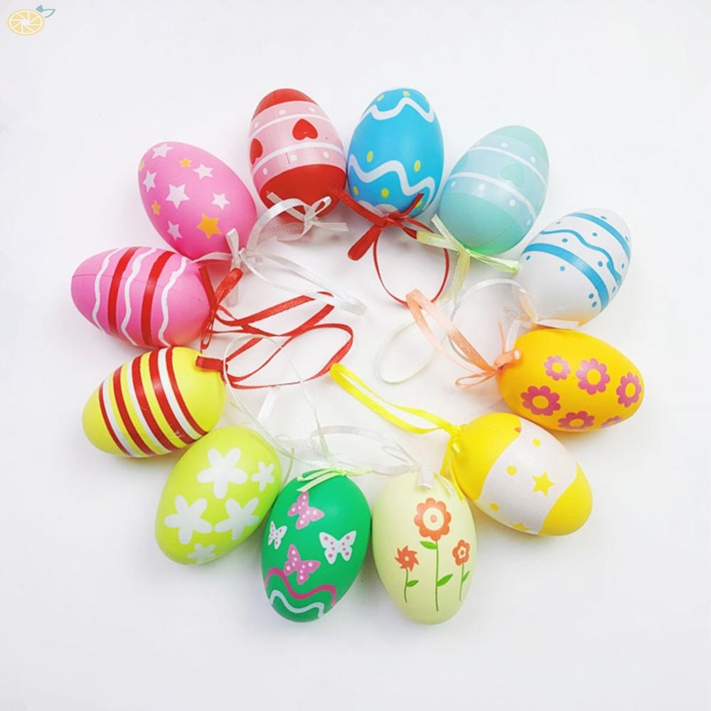 【VARSTR】Easter Eggs 12PCS Colorful Easter Decors Home Deocor Easter Party Supply