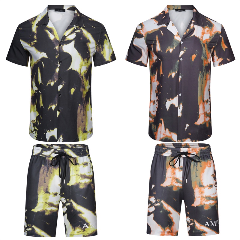 Set Áo Sơ Mi Tay Ngắn + Quần Short Họa Tiết Rằn RI Thời Trang Cho Cặp Đôi Size M-3XL