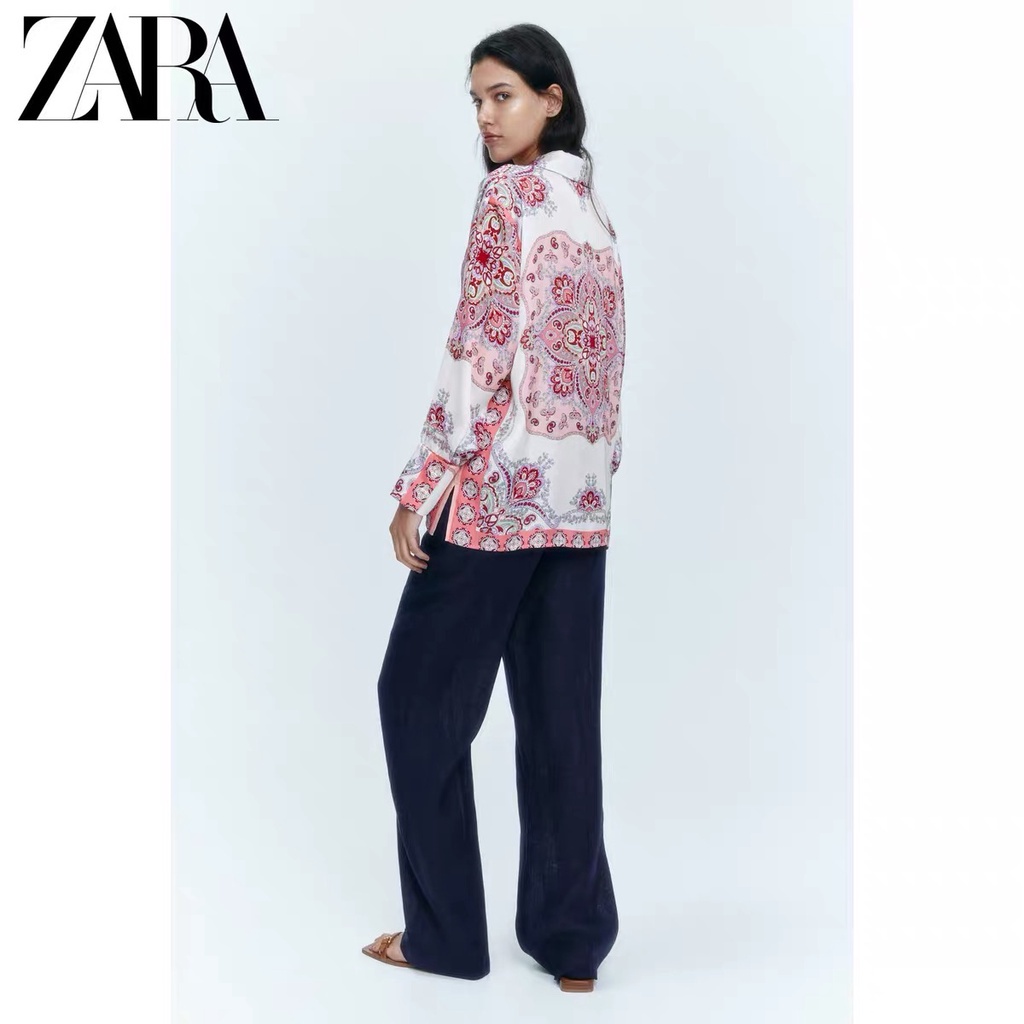 Áo Sơ Mi Hiệu ZARA In Họa Tiết Cá Tính Cho Nữ
