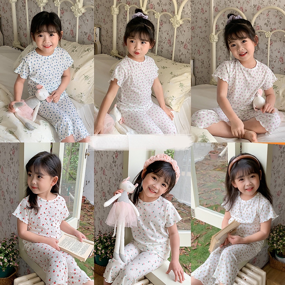 Bộ Đồ Ngủ Vải Modal Mỏng Thoáng Khí Phong Cách Hàn Quốc Thời Trang Mùa Hè Cho Bé Trai Và Gái-0305