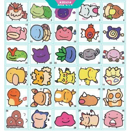 Set 30 Hình Xăm Dán Tạm Thời Hình Pokemon Dễ Thương