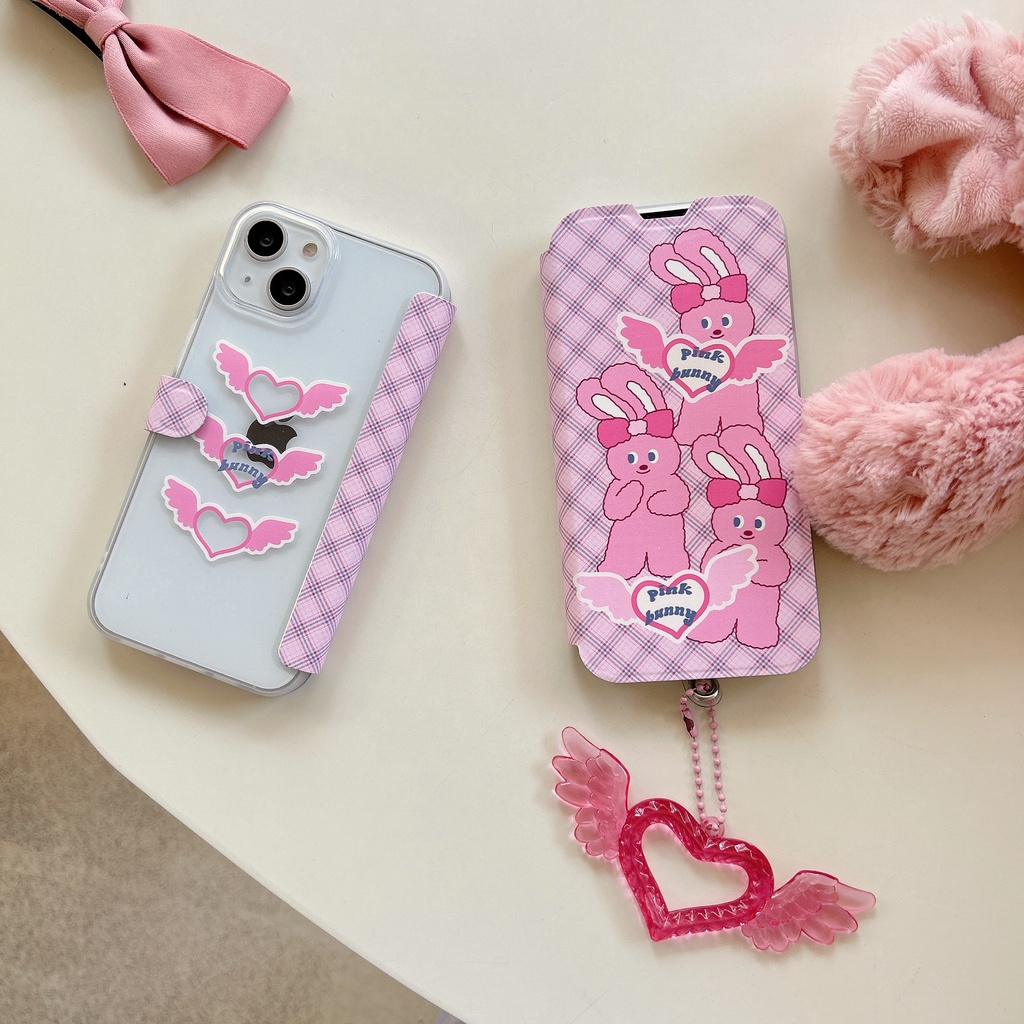 Ốp Điện Thoại tpu silicone Mềm Trong Suốt Nắp Lật Chống Sốc In Hình Thỏ Hoạt Hình Cho iPhone 14 13 12 11 PRO MAX